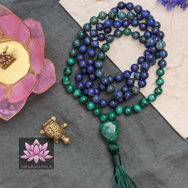 ~ Seelendeuter-Mala ~ Malachit, Lapislazuli & Chrysokoll